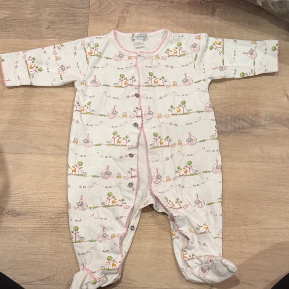 Kissy Kissy White and Pink Patterned Footie - Picture 1 of 7
